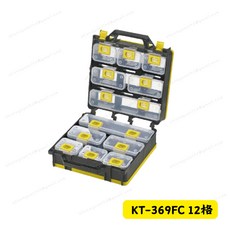 蝙蝠牌專業零件收納盒 KT-918FC KT-369FC 18/12格 樂高收納盒 透明置物盒, 1個, KT-369FC 12格
