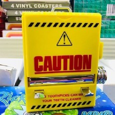 創意牙簽盒 複古個性牙簽盒 禮物可樂機牙簽盒 造型ins風牙簽筒 自動販賣機牙簽盒 WXJX, 可樂牙籤盒 黃色, 1個