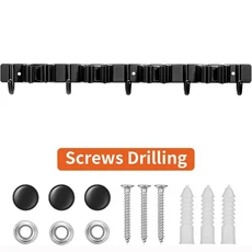 YUWANTING 스테인리스 스틸 빗자루 홀더 고강도 방청 4개의 후크가 있는 그립퍼 위치 4개 검은색, Gray-4 Slots