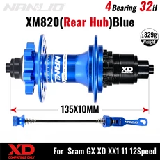 Nanlio XM820 전면 또는 자전거 허브 120T 소음 산악 NBK 밀폐 베어링 8-11 28/32/36 홀 6 폴