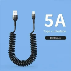 호환 5A 66W USB 타입 C 접이식 스프링 케이블 고속 충전 휴대폰 충전기 데이터 케이블 (화웨이 샤오미 호, 01 1미터