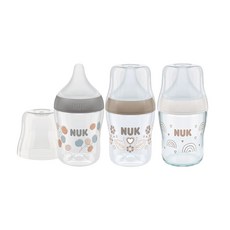 누크 퍼펙트매치 젖병+젖꼭지 체험팩 [유리젖병 1개+젖병 2개], 1세트, 150ml, 레인보우+코튼+하트