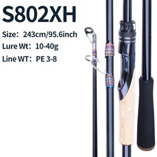 PURELURE SHARPEN 롱 스피닝 및 캐스팅 소프트 루어 FUJI 부품 베이스 파이크 낚싯대 릴 XF MF 액션 로드, 17 RHS825MHXF