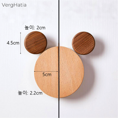 VergHatia 감성 인테리어 원목 가구 손잡이 귀여운 캐릭터 토끼 곰돌이 서랍 옷장 DIY 홈스타일링 소품, 1개