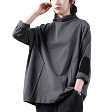 WAWAMOM 여성 겨울 목폴라티 여자 터틀넥 루즈핏 티셔츠 GFA038