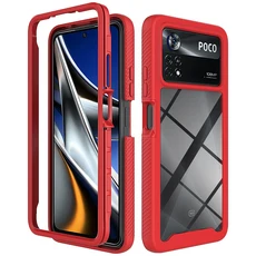 Xiaomi Poco X4 5G TPU 프레임 하드 플라스틱 투명 아크릴 뒷면 커버 Coque Fundas 용 견고한 갑옷 충격 방, 01 For Poco X4 Pro 5G, 04 Red