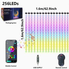 3x 400LED 스마트 커튼 조명 앱 제어 크리스마스 음악 모드 IP65 방수 야외 홈 데코, 01 3x 400LED, 01 USB, 1개