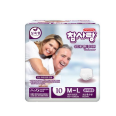참사랑 남여공용 실속 팬티형 성인 기저귀, 중형, 10매입, 1개