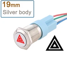 1pc 16mm/19mm 자동차 용 파손 방지 금속 푸시 버튼 "비상 정지 이중 깜박임 기호" 순간/래칭 12V 소켓 포, 01 Momentary reset, 11 19mm-Red LED-S, 01 12-24V
