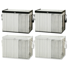 펴나나다 투명 PVC 책 보관함 가방, 4개, 블랙+화이트