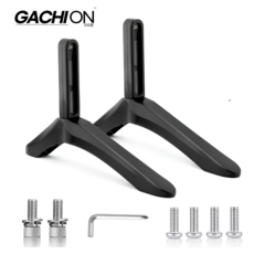 범용 블랙 TV 텔레비전 짧은 스탠드 티비장 탁상형 테이블 거치대 마운트 브래킷 삼성 비즈오 소니 LG LCD TV 호환 가치온, 1세트