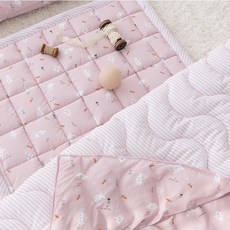 국산 사계절 어린이집 낮잠이불 마이크로화이버 이불 패드 베개 세트 양면 아기 이불, 보들래빗 그레이