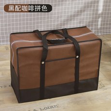 時尚拚色加厚行李袋 旅行袋 防水旅遊袋, 1個, 黑配咖啡 拚色,68*45*30CM大號