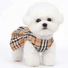 펫먼트 클래식 체크 하네스 리드줄 세트, 1세트, 베이지