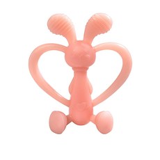 DFMEI 卡通愛心兔防吃手牙膠可水煮寶寶安撫咬咬樂硅膠磨牙棒, 1個, 如圖, 夏日粉