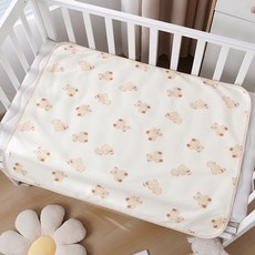 DFMEI 嬰兒隔尿墊可洗純棉a類防水透氣寶寶防尿四季牀墊姨媽期生理墊, 1個, 微笑小熊