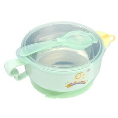 兒童不鏽鋼保溫碗 輔食餐具, 绿色 綠色
