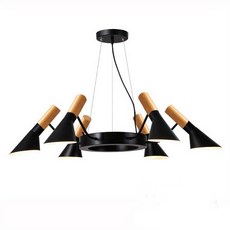 北歐簡約 AJ仿木紋六頭吊燈 黑白兩色 LC-106, 黑色