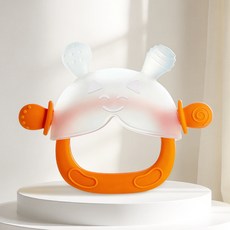 DFMEI 手抓球食品級嬰兒硅膠益智早教寶寶玩具抓握牙膠可啃咬牙膠, 1個, 如圖, 橙色款防吃手牙膠