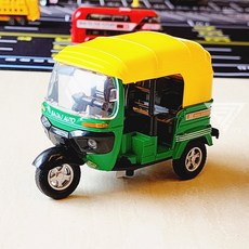 【台灣出貨】1:14聲光仿真合金印度三輪車，聲光模型車，迴力三輪摩托車，兒童玩具, 綠色, 1個