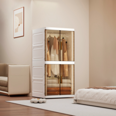 YEAAYE 접이식 옷장 2단 JG2160-2Y, 크림화이트