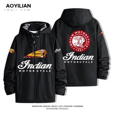 인디언 모터사이클 오토바이 방풍 루즈핏 자켓 바람막이 바이크 빅사이즈 항공점퍼 방한, K. 185 플리스 없음, J. 블랙