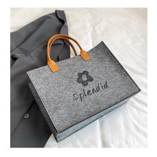 여성 대용량 펠트 토트백 숄더백 쇼핑백 맞춤 로고 가능, 미디엄그레이 블록 [33x25x11], 1개