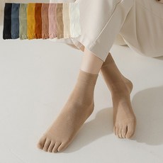 오리지널 면 비비드 컬러 쫀쫀한 중목 여성 발가락양말 5켤레세트