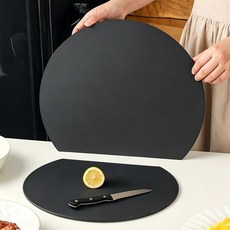 프리미엄 TPU 양면 도마 D자형 칼집 나지 않는 안심 도마, 1개, 블랙