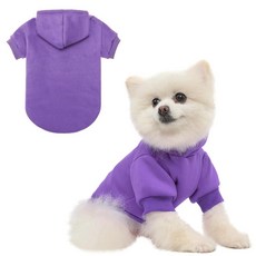 BINGPET Security 강아지 후디 닥스훈트 스웨터 추운 날씨용 코트 부드러운 브러시드 플리스 애완동물 옷 후드 스웨트셔츠 개 고양이용_154190, #2 퍼플(플레인)