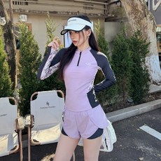 LIULU韓系新款女生分體平角褲款修身顯瘦遮肉保守長袖運動款游泳衣