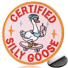 XMJY Funny Silly Goose 후크 앤 루프 패치 재미있는 밈 핑크 귀여운 구스 배낭 개 하네스 조끼 모자 가방용 DIY 모랄 패치