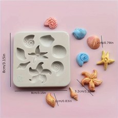 실리콘 몰드 조가비 불가사리 산호 베이킹 몰드 초콜릿 캔디 폴리머 생산을 사용한 3PCS 해양 테마 케이크, 1개, 01 Silicone mold 02