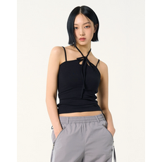 널디 NDY 우먼스 스트링 홀터 넥 슬리브리스 탑 블랙베이비핑크라이트퍼플