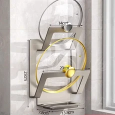 lcocove 사무실가정용 알루미늄 합금 신문 거치대 꽂이 파일 거치 벽걸이형으로 공간 절약, 07 건메탈 이중 냄비 뚜껑 거치대