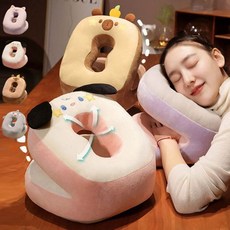 4컬러 편하고 안락한 낮잠베개 다용도 휴식 쿠션베개 동물베개 동물쿠션 낮잠베개, 01.핑크피그