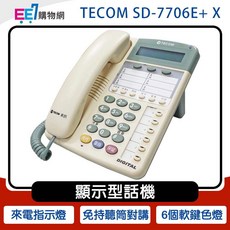 TECOM SD-7706E+ X 顯示型話機，大型液晶螢幕與免持對講功能