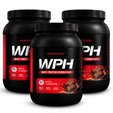 머슬웨이 WPH 92 가수분해유청단백질 프로틴 보충제 초코맛, 3개, 1kg
