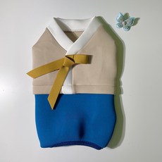 [국내생산] 데댕 세배 한복 신축성좋은 강아지한복, 블루, 1개