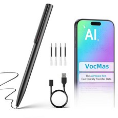 64GB 내장메모리 AI 음성 녹음 및 노트 필기 요약 기능 전문 녹음기, Black
