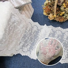 샤트렌 자수 레이스 원단 2color 33x150cm DIY 미싱 수예원단 931246, 01-화이트