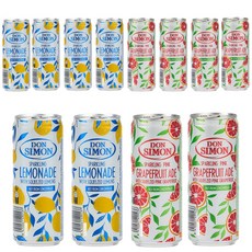 돈시몬 착즙 스파클링 에이드 탄산음료수 2종 레몬330ml 6개+자몽330ml 6개 (총12개) 착즙주스+탄산수, 12개, 330ml