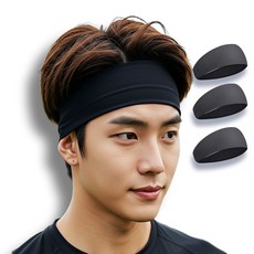담담 스포츠 땀흡수 쿨 헤어밴드, 블랙, 6개