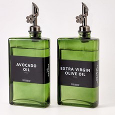 유리 오일병 디스펜서 주방 양념통 세트 깔대기 라벨 포함 식초병 소스통 인테리어 소품 홈카페 조리도구 감성 용기 세척 브러쉬, 11.8oz, 350ml, Black Daisy