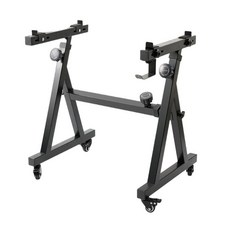 전자 피아노거치대 이동식 바퀴 받침대 스탠드 Z자형 브래킷 높이 조절, 블랙 풀리 포함 + 벤치