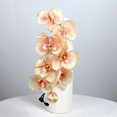 臺灣出貨 單支蝴蝶蘭 8頭秋色蝴蝶蘭假花 酒店婚禮佈置 家居裝飾 拍照道具, 香檳, 1個