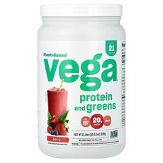 Vega 식물성 단백질 및 녹색 채소 베리 609g(1lb 5.5oz) Vega (베가), 1개