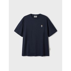 WHO.A.U 短袖 短踢 25新款 刺繡小熊 短袖上衣 T恤 正韓 情侶款, 深藍色-L（現貨）