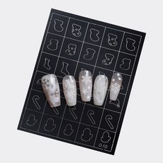 크리스마스 네일 스텐실 1장 눈꽃 크리스마스 트리 리본 양말 루돌프 셀프네일아트, 1개, 크리스마스 스텐실 양말(10)