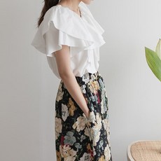 여성 데일리 여름 블라우스 셔츠 오프숄더 프릴